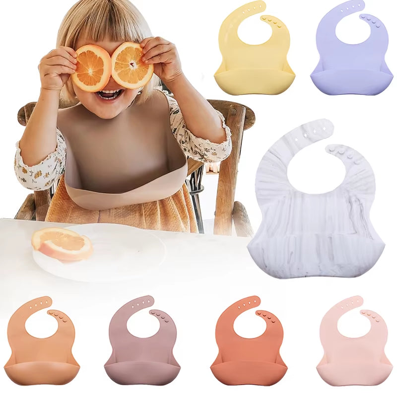 1Pc Silicone Bibs for Kids Newborn Baby Feeding Tableware Waterproff Baby Bibs for Toddler Breakfast Feedings