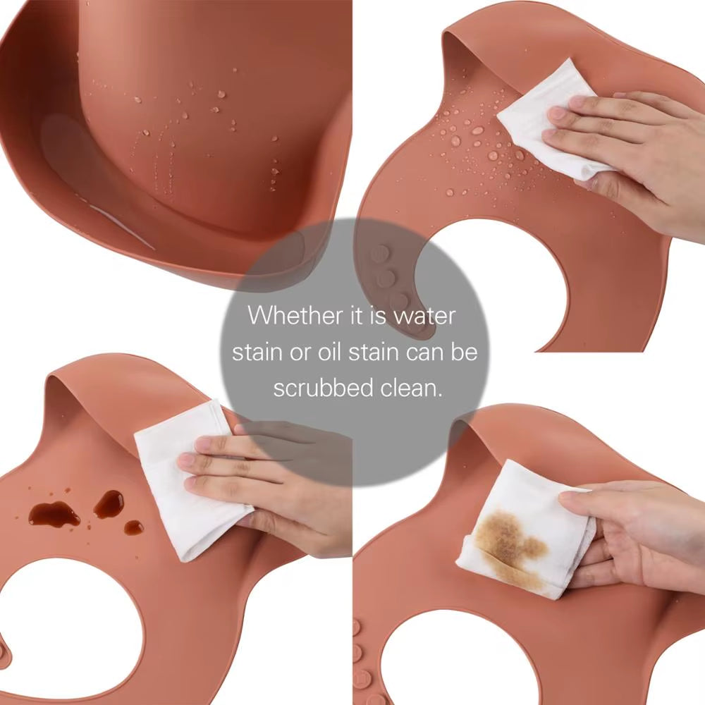 1Pc Silicone Bibs for Kids Newborn Baby Feeding Tableware Waterproff Baby Bibs for Toddler Breakfast Feedings