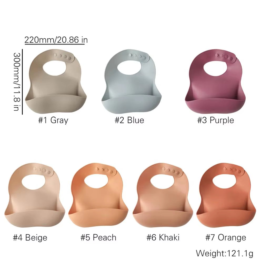1Pc Silicone Bibs for Kids Newborn Baby Feeding Tableware Waterproff Baby Bibs for Toddler Breakfast Feedings